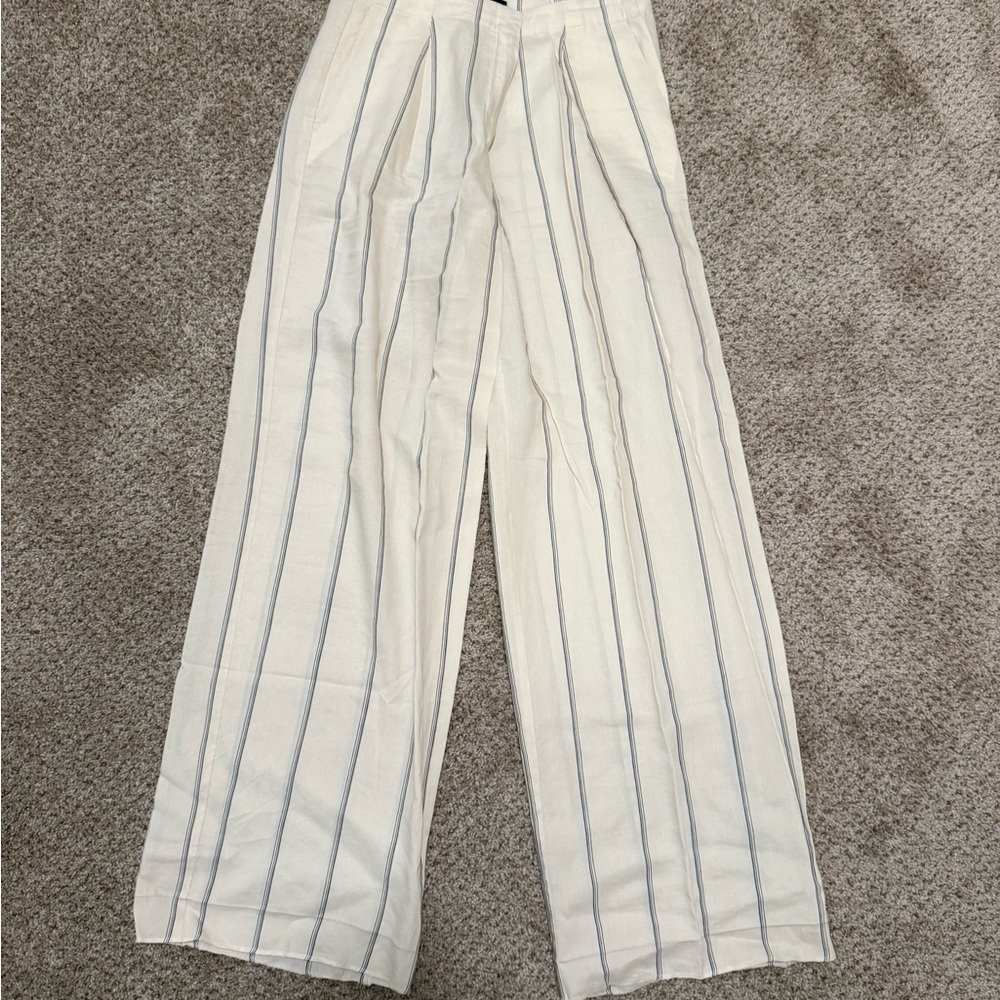 Massimo Dutti White and Blue Striped Dress Pants